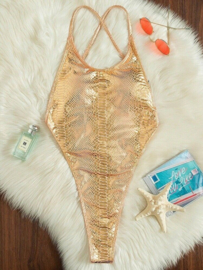 String monokini badpak SNAKE goud