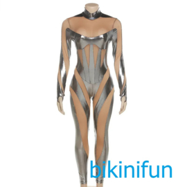 catsuit zilver transparant 38