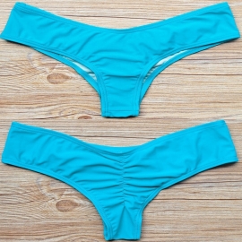 Scrunch bikini string cheeky blauw L 36/38