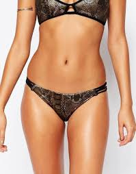 River Island Metallic Cut Out Bikini Cami 42 L