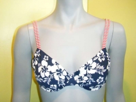 blauw-witte bloemen bikinitop 38B