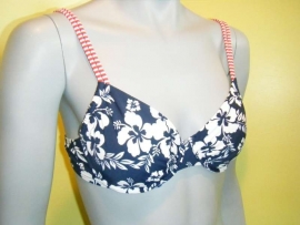 blauw-witte bloemen bikinitop 38B