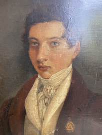 Antiek 19e-eeuws Olieverfportret op Paneel – Parijs, 1831 (Romantiek)