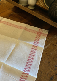 Linnen theedoek wit/rood