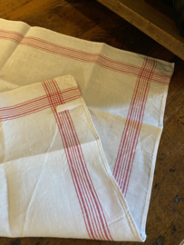 Linnen theedoek wit/rood