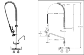 Voorspoeldouche T&S EB-2261-04 wand