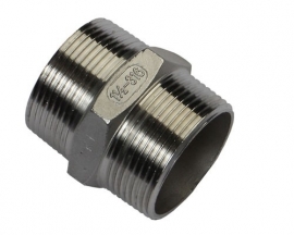 Dubbele nippel RVS 3/4