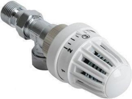 Plieger Thermostatisch Radiatorkraan Haaks- 1/2" x 15 - Wit Compleet