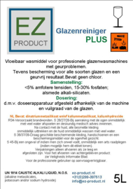 Glazenreiniger Plus 5 Liter EZ-GRP-5 Jerrycan van 5 Liter.