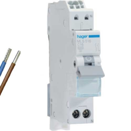 HAGER INSTALLATIEAUTOMAAT 1P+N 16A B/C-KAR