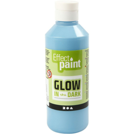 Glow in the dark verf, fluorescerende lichtblauw, 250ml