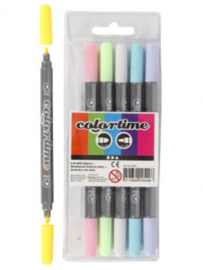 Colortime Dubbelstiften, pastelkleuren, 6 stuks