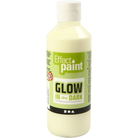 Glow in the dark verf, fluorescerende geel, 250 ml