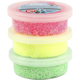 Foam Clay, lichtgroen, neon geel, neon roze, 3x14gr