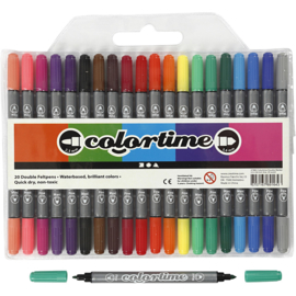 Colortime dubbelstift, lijndikte: 2,3+3,6 mm, standaardkleuren, 20 stuks