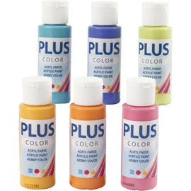 Plus Color Acrylverf, Kleurrijk, Verf, 60 ml, 6 Fles