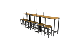 Extendable bar and high table screen with floor stand