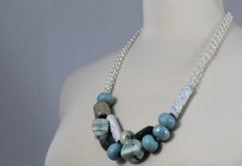  Pastel | blauw | zand | creme korte ketting