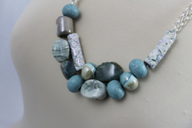  Pastel | blauw | zand | creme korte ketting