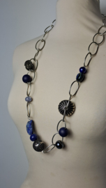 Zilverkleur | blauw schakelketting