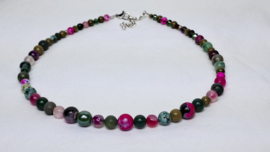Roze | groen korte ketting
