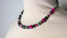 Roze | groen korte ketting