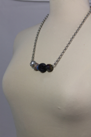 Blauw | zilver | pastel halflange ketting