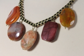 Oranje | bruin | brons korte ketting