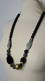 Zwart | goud lange ketting