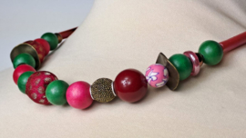 Roze | groen korte ketting