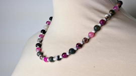 Groen | roze korte ketting