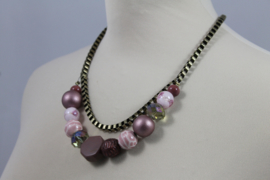 Roze | brons korte ketting