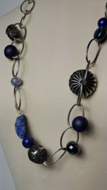 Zilverkleur | blauw schakelketting