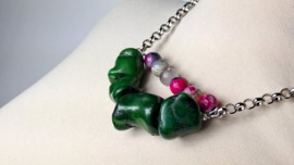 Groen | roze korte ketting