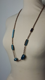 Blauw | aqua | petrol lange ketting