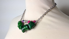 Groen | roze korte ketting