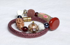 Armband set rood | natuurtinten