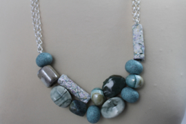  Pastel | blauw | zand | creme korte ketting