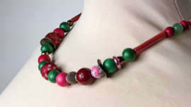 Roze | groen korte ketting