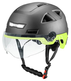 Vito Snorscooter helm / Pedelec helm MET VIZIER - Kleur: Mat Zwart met fluor - (1255V)