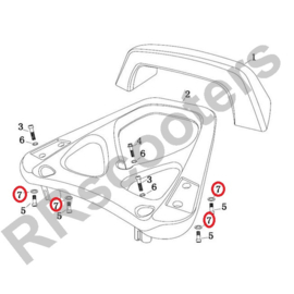 Razzo Lucca - Achterdrager  VEERRING M8  (nr. 7) (RVS) - SET VAN 4 STUKS