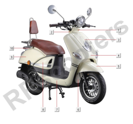 Razzo Pisa - kappen - Middenkap ACHTER (nr. 10) - (Kleur: creme)