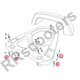 Razzo Lucca - Achterdrager  Bout M8x20 (nr. 5) (RVS) - SET VAN 4 STUKS