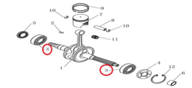 Neco GPX-50 (2T - watergekoeld) -  Krukas lager (nr. 3) - M9701-6204/P53