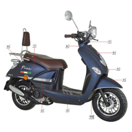 Turbho RS-50 (Pisa) - Achterkant Voor-spatbord (nr. 10) Mat Blauw -