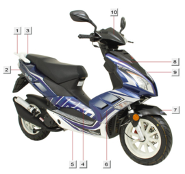 Turbho ST-50 -  Achterscherm LINKS Blauw (nr. 2) - QBM-42607-0000 BLUE