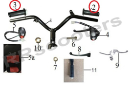 Turbho CS-50 / Handvat LINKS (nr. 2) & Gashandvat RECHTS (nr. 3) -  HT50QT-16-02-08 &  HT50QT-16-02-09