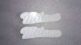 Sticker SET "Milano" (10 x 3 cm.) - Kleur: wit - (VAK B-151F)
