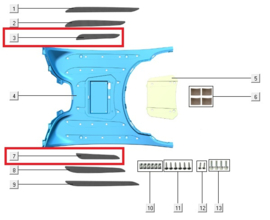 GTS Levanti - Rubber strip over accudeksel LINKS (nr. 7)