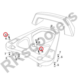 Razzo Lucca - Achterdrager  Bout M8x35 (nr. 3) (RVS) - SET VAN 2 STUKS